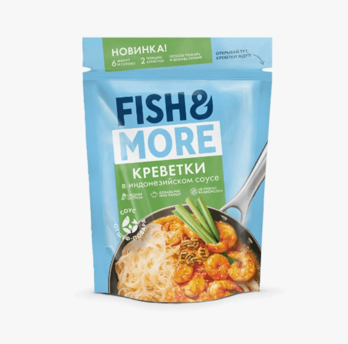 Креветка очищ. с/м в индонезийском соусе  Fish& More 400гр. (8 шт/кор)