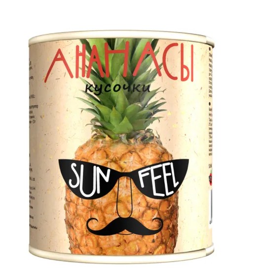 Ананасы  кусочки в сиропе  ж/б 3100 мл Sunfeel (6 шт/кор)