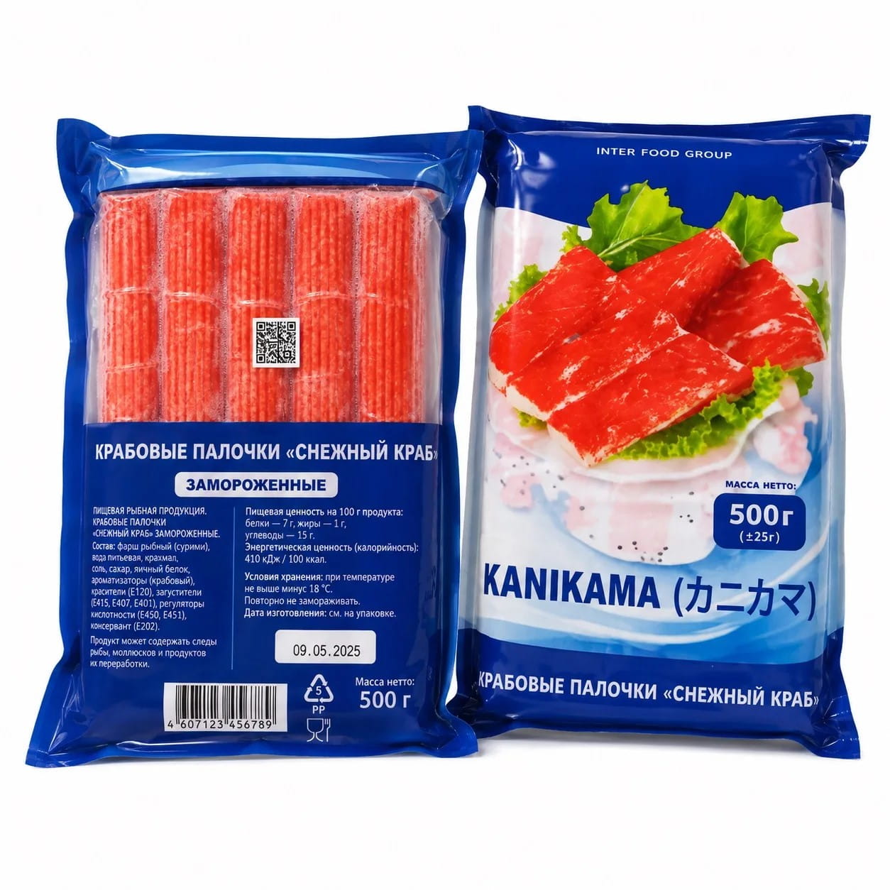Крабовые палочки Снежный краб, 0,5кг  Kanikama iFG/Китай (20 шт/кор)