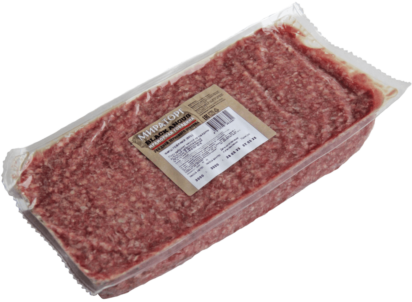 Фарш говяжий "Black Angus" Мираторг с/м 70/30 /2кг (1кор*8кг)