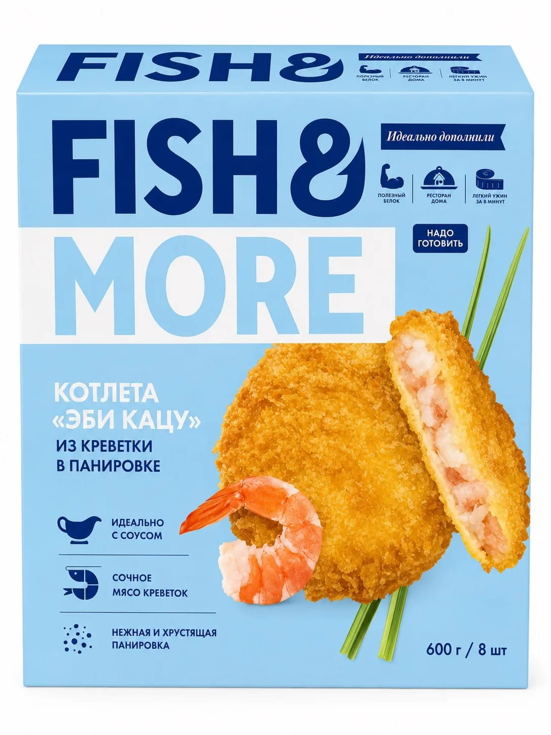 Котлеты из креветки в панировке"Эби Кацу" Fich&More 0,6кг  (10шт/кор)
