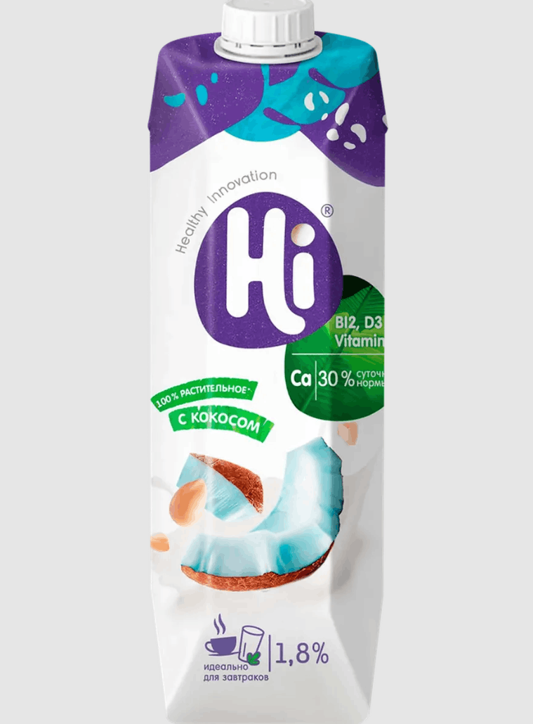 Напиток соевый Hi с кокосом 1,8%, 1л (12шт/кор)