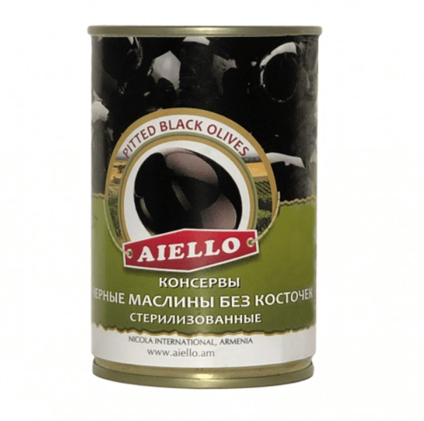 Маслины целые б/к ж/б 300 гр Aiello (12 шт/кор)