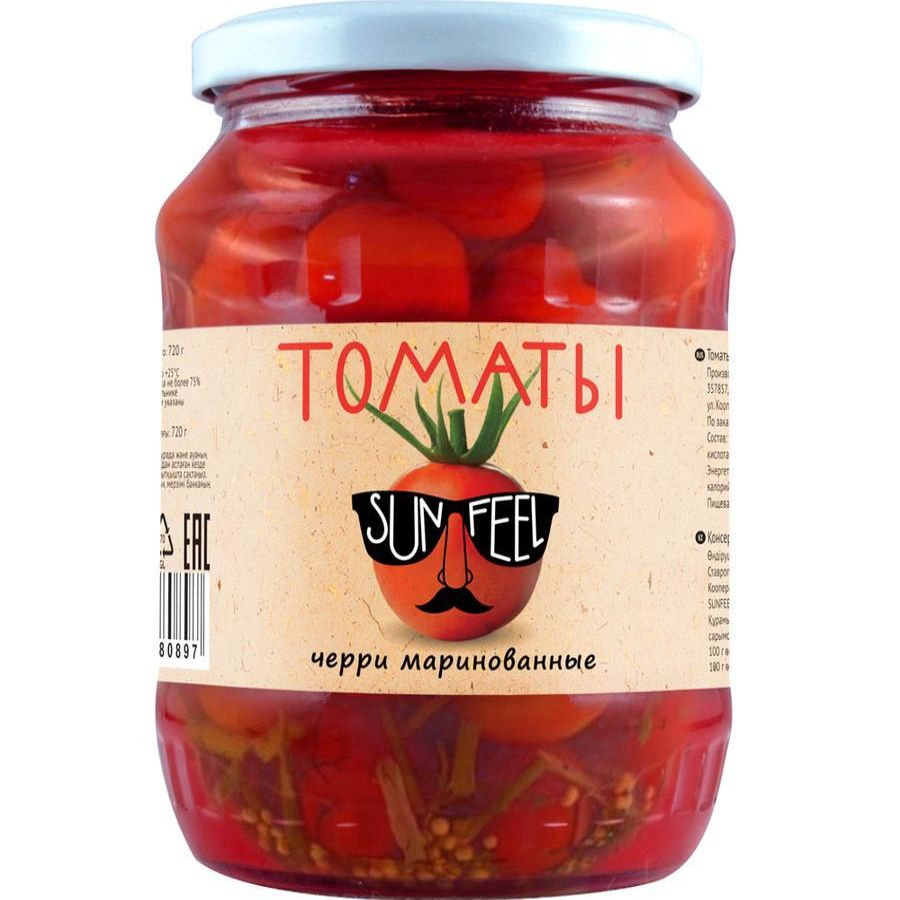 Томаты черри марин. ст/б 720 мл (8шт/кор), SunFeel, Россия