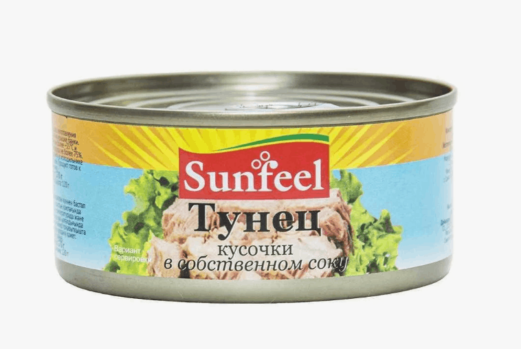 Тунец кусочки в с/с 170гр. Sanfeel (24 шт/кор)